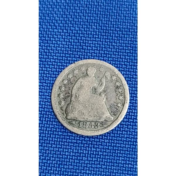 1853 Silver Seated Liberty Half Dime - Face Value: $0.10