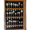 Image 2 : 2nd Of Two:  24 Silver Plate Collector Spoons In Walnut Display Case - A Superb Value & Great Collec