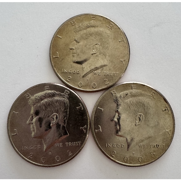 2002-2005 Three United States Kennedy Half Dollars- Beautiful Condition.