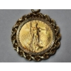 Image 3 : 1995 $5 American Eagle 1/10th oz Fine Gold Coin - 14K Gold 24" Necklace & 14K Gold Pendant TW:10.6g