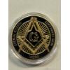 Image 1 : 24K Gold Plated Freemason Challenge Commemorative Coin - In Protective Holder - Mint Condition