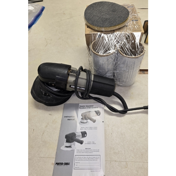 Porter Cable 6" Variable Speed Random Orbital Sander with Sand Paper