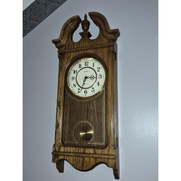 PICKUP IN NORTHFIELD - Howard Miller Oak Wall Clock  30" by 12"  - See Pics