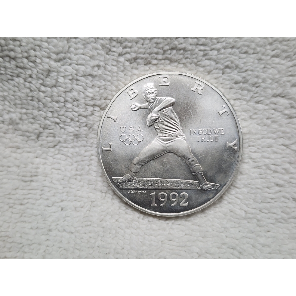 1992-D USA Olympic Baseball Silver Dollar - 90% Silver 