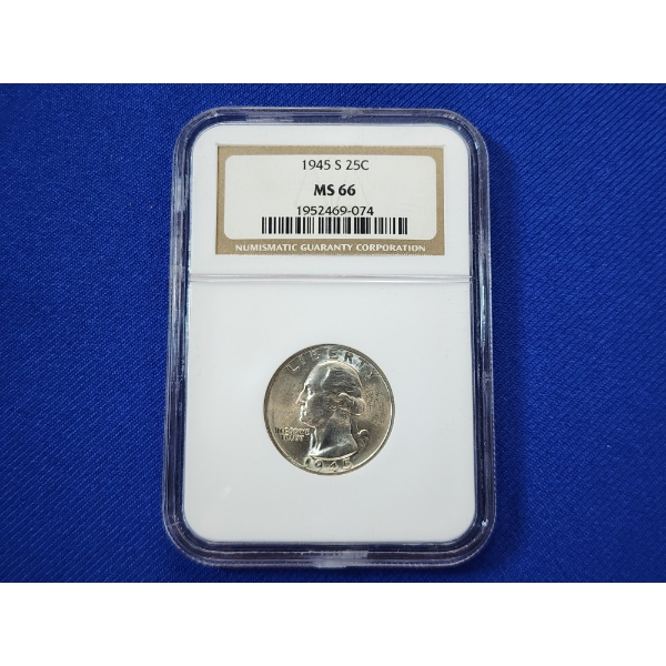 NGC MS 66 1945-S Silver Washington Quarter