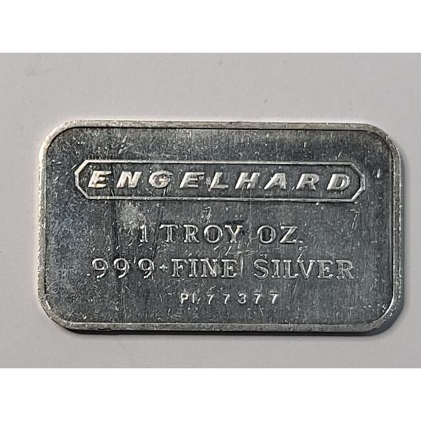 Vintage Wide Logo Engelhard 1 Troy Oz .999 Fine Silver Bar