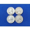 Image 1 : Four Assorted Years Silver Washington Quarters - 90% U.S. Silver - FV: $1.00