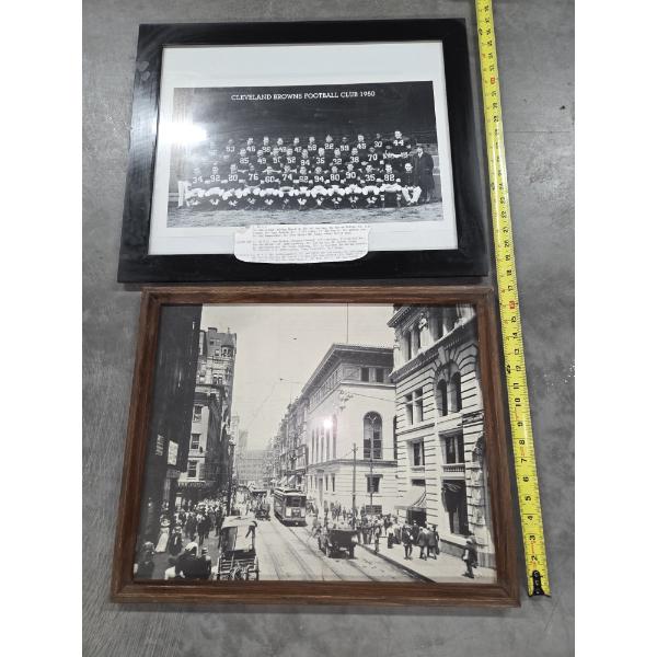 Black & White Framed Pictures Featuring The Cleveland Browns & Cityscape