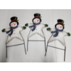 Image 1 : 3 Outdoor Metal Christmas/Holiday Snowmen Stakes - Approx. 19in Tall