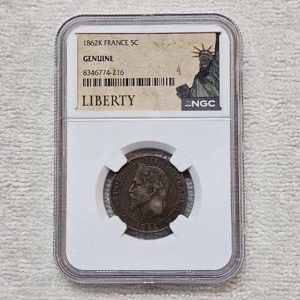 1862K France 5C Genuine NGC Liberty