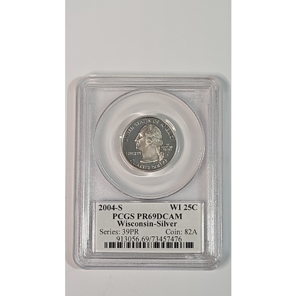 PCGS 2004-S PR69 DCAM 90% Silver Wisconsin State Quarter