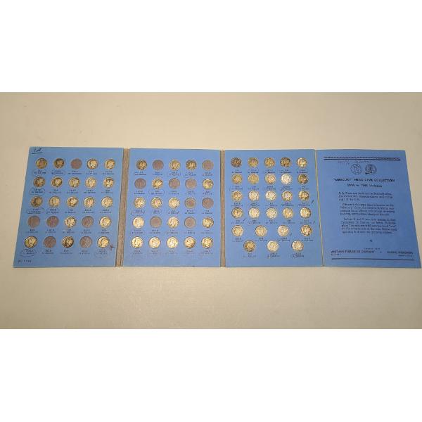 1916-1945 Whitman Coin Collection Book Of 90% Silver Mercury Head Dimes - Face Value: $7.20