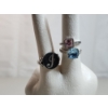 Image 2 : Three Costume Rings - Pink/Blue Stones, "J" Initial - Size 8