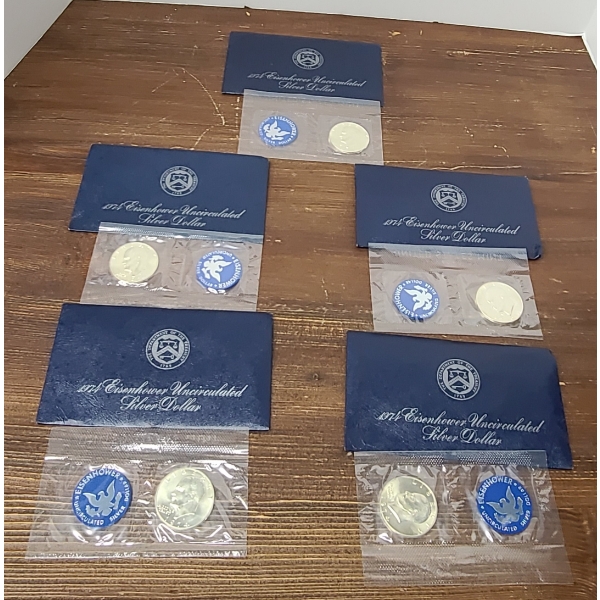 (5) 1974 Eisenhower Uncirculated Silver Dollars