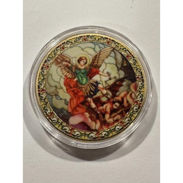 St. Michael Archangel Protection Challenge Coin In Protective Holder - Mint Condition 