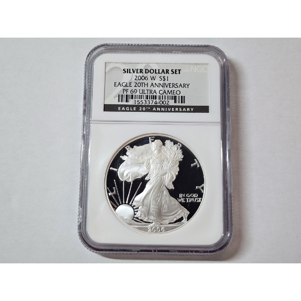 "Silver Dollar Set" 2006-W American Eagle - 1 oz .999 Fine Silver 20th Anniv. NGC PF 69 ULTRA CAMEO