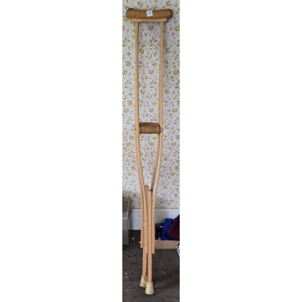 Vintage Adjustable Wooden Crutches