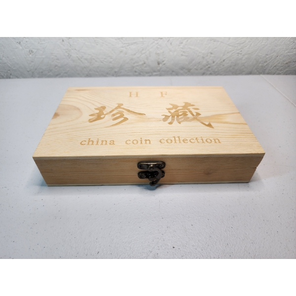 "China Coin Collection" Wooden Coin Storage Box in Great Condition 