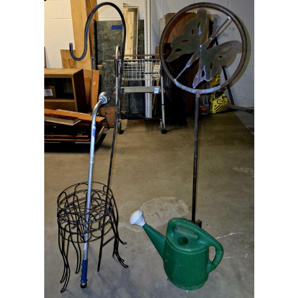 2 Plant Stands, Shepherds Hook, Butterfly Decoration and Moreq