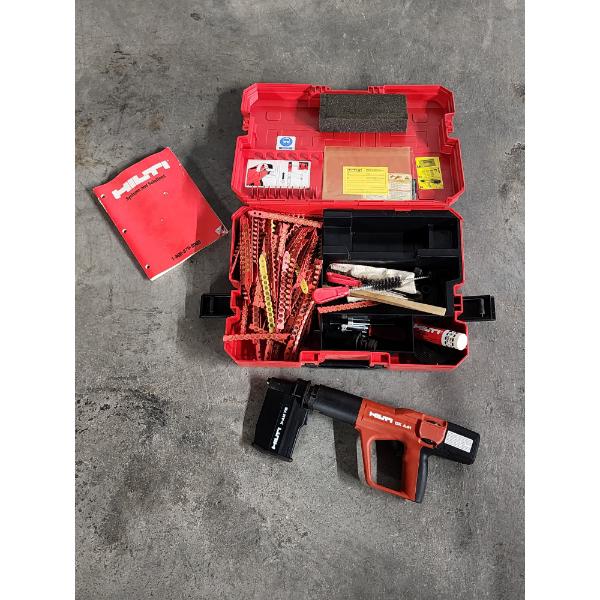 Hilti DX A41 Stud Gun w/ Case, Cartridges, Fasteners, and Cleaning Accessories