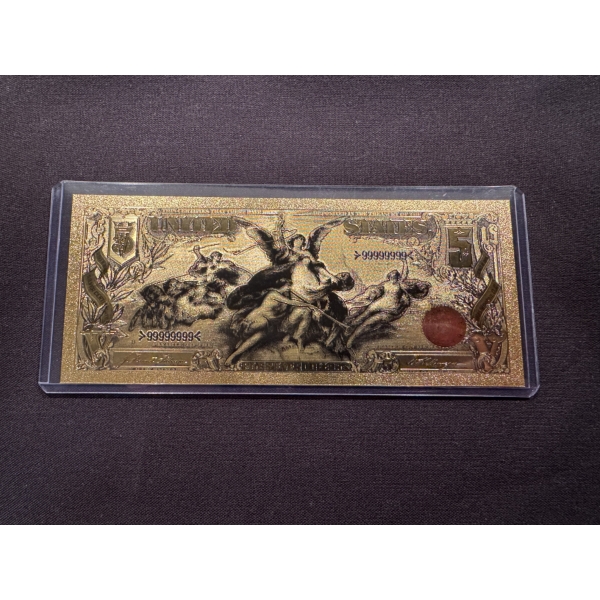Exceptional $5.00 Educational Note - Gold Back .999 - 24K Bill In Protective Holder - Mint Condition