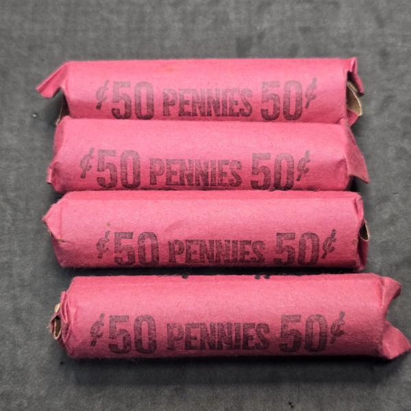 4 Rolls Uncounted, Unsearched Wheat Pennies - $2.00 FV
