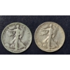 Image 1 : 2 pcs  90% Silver Halves -  1936 D / 1937 P  Walking Liberty Half Dollars - See Pictures