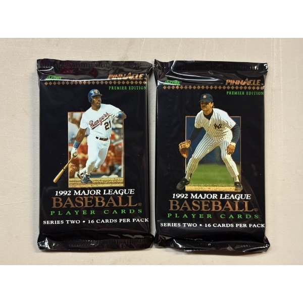 2- Unopened 1992 Pinnacle Major League Baseball Wax Packs - Mint Condition
