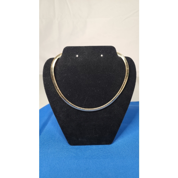 14K Gold Simple Choker Flat Rope Chain Necklace - Weight: 31.5g