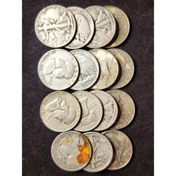 $7.50 Face Value in Assorted 90% Silver Half Dollars 