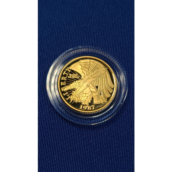 1987-W $5 Gold Constitution Bicentennial Coin in Capsule - AGW: 0.2419oz