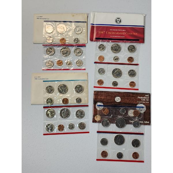 x4 United States Uncirculated Coin Sets P&D: 1981, 1987, 1985, 1980
