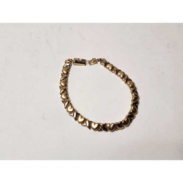 Beautiful 14K Gold 7" Bracelet Fancy Heart and X Design Total Weight 5.0g 