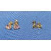 Image 1 : (2) Pairs Of 14K Gold Stud Earrings -Heart Shaped Pink Cubic Zirconia Earrings & Open Setting - 1.8g