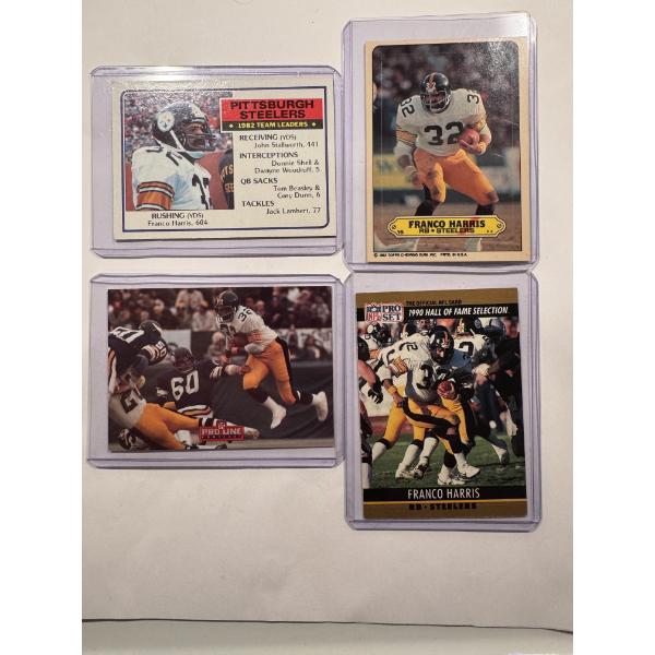 4 - Vintage Franco Harris Pittsburgh Steelers Football Cards - Mint Condition