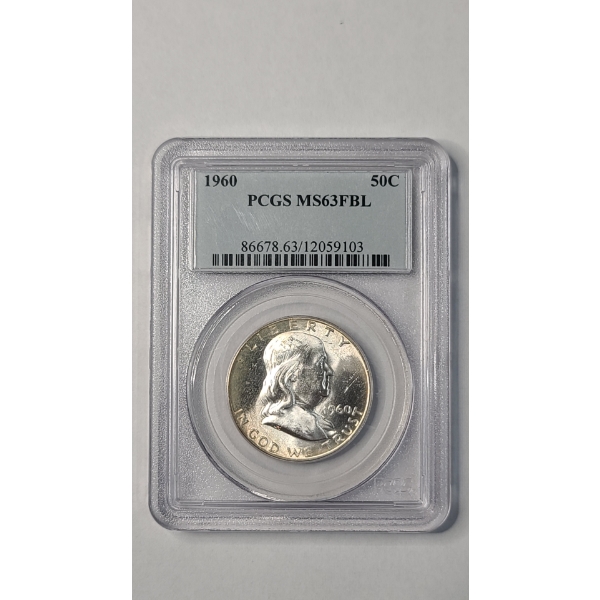 PCGS 1960 MS63 FULL BELL LINES 90% Silver Franklin Half Dollar