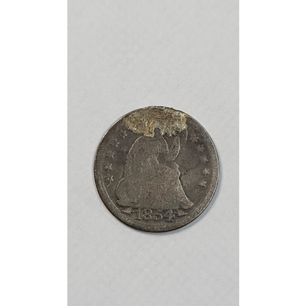 1854 U.S 90% Silver Seated Dime With Arrows