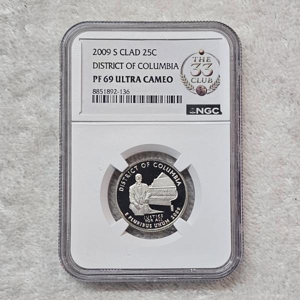NGC PF 69 ULTRA CAMEO 2009 S Clad 25C District Of Columbia Quarter