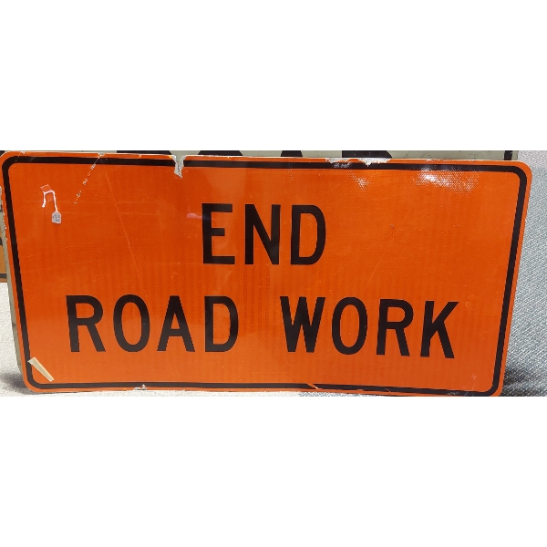 Road Sign - LARGE 48 x 24 Aluminum "End Road Work" Sign - See Pics