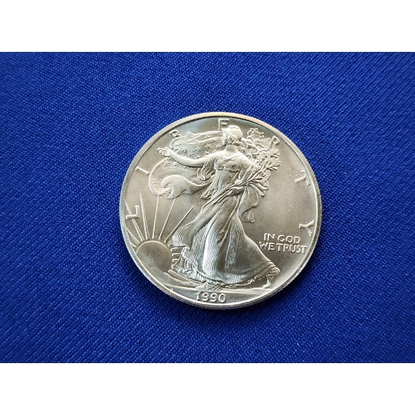 1990 $1 Silver American Eagle 1oz Fine Silver 