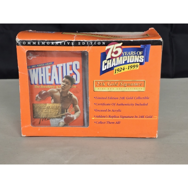 1999 Wheaties 75 Years of Champions - Muhammad Ali - 24k Gold Signature Mini Box Collectible