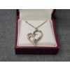Image 4 : Sterling Silver Heart Necklace & White Sapphire Earring Set by Helzberg Diamonds W/ Warranty