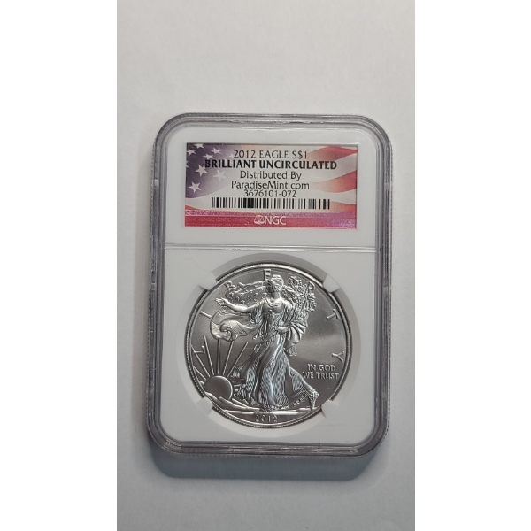 NGC 2012 Brilliant Uncirculated 1 Troy Ounce .999 Fine Silver American Eagle