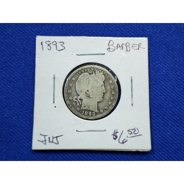 United States 1898 90% Silver Barber Quarter