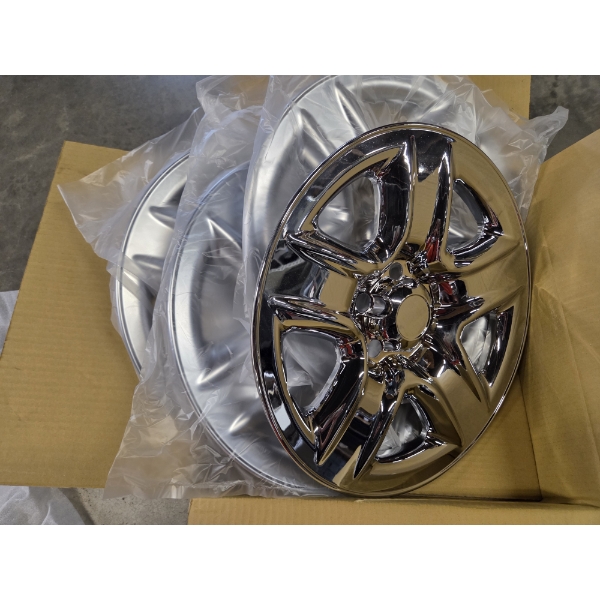 Set Of Four Stylish Chrome Look 17'' Imposter Wheel Skins High Impact, Fits Snugly Over Factory Stee
