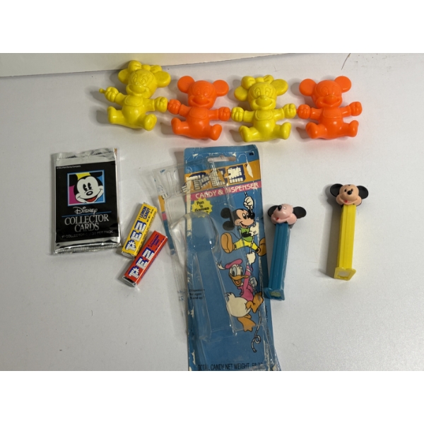 Disney Mickey Mouse and Friends Snap Beads 1980 Connecting Toys - Two Mickey Pez Dispensers