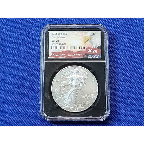 2023 Silver American Eagle First Releases 1 Ounce Fine Silver Graded MS 70 by NGC 