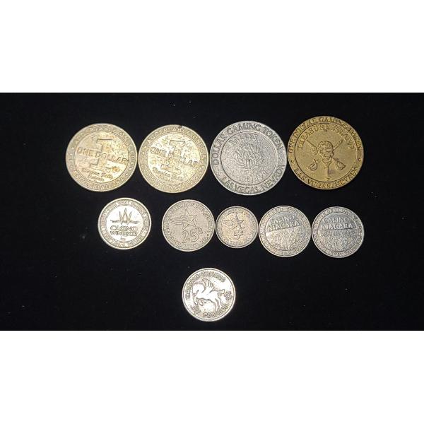 Lot Of (10) Assorted Casino/Gaming Tokens Including Golden Rose Casino Token