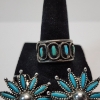 Image 2 : Silver-Tone and Blue Stone Fashion Ring and Clip on Flower Earrings 