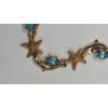 Image 2 : 14K Yellow Gold 8" Nautical Themed Bracelet With Blue Topaz Stones - Weight: 8.8g
